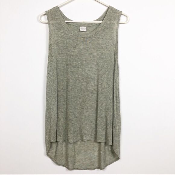 Tresics gray sleeveless top, hi/lo hem - Picture 1 of 5